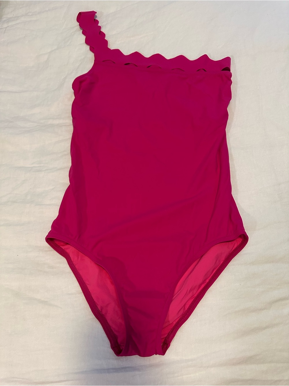 Karla Collette One-Shoulder Scalloped One-Piece Swimsuit in Fuchsia